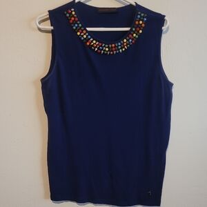 Trussardi Navy Blue Embellished Blouse